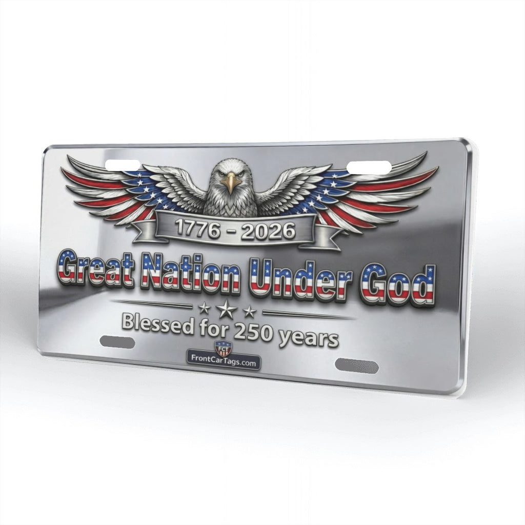 🇺🇸 Great Nation Under God License Plate – 1776–2026 Patriotic Car Tag - Aluminum License Plate (Made in USA)