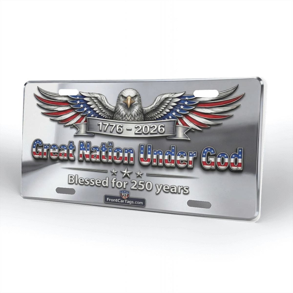 🇺🇸 Great Nation Under God License Plate – 1776–2026 Patriotic Car Tag - Aluminum License Plate (Made in USA)