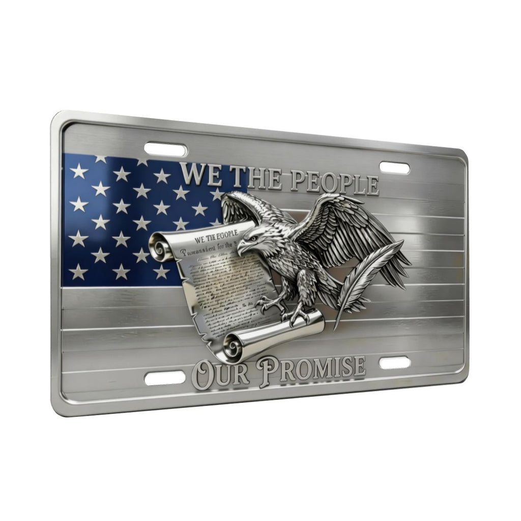 Eagle with American Flag Aluminum License Plate (Made in USA)
