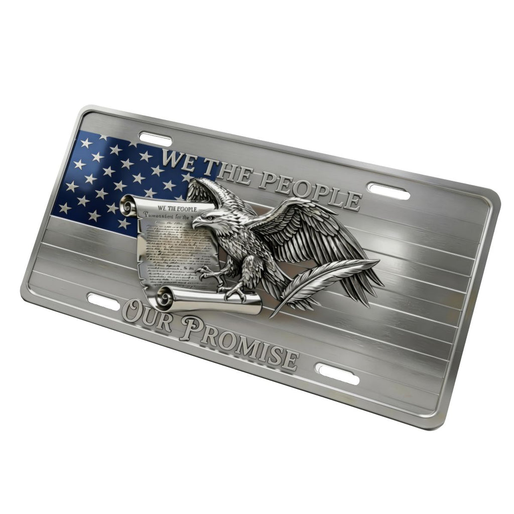 Eagle with American Flag Aluminum License Plate (Made in USA)