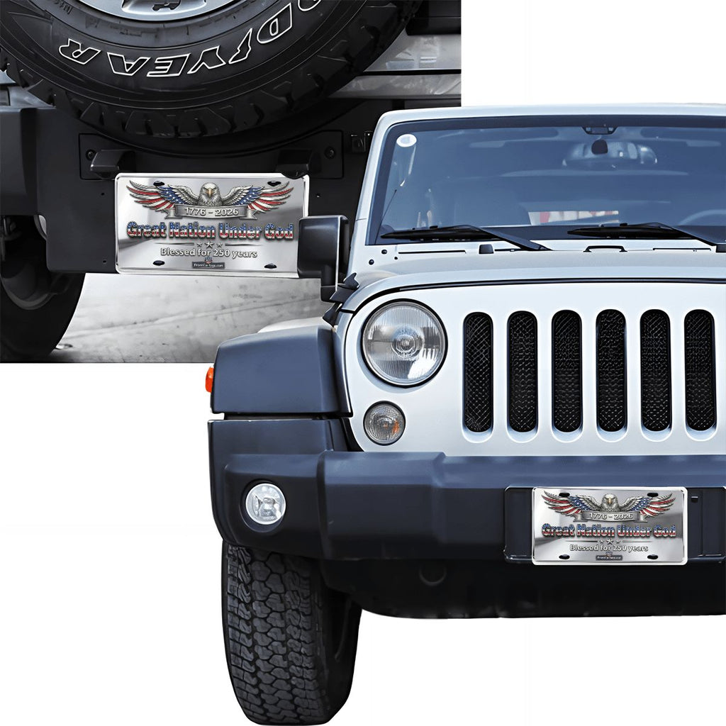 🇺🇸 Great Nation Under God License Plate – 1776–2026 Patriotic Car Tag - Aluminum License Plate (Made in USA)