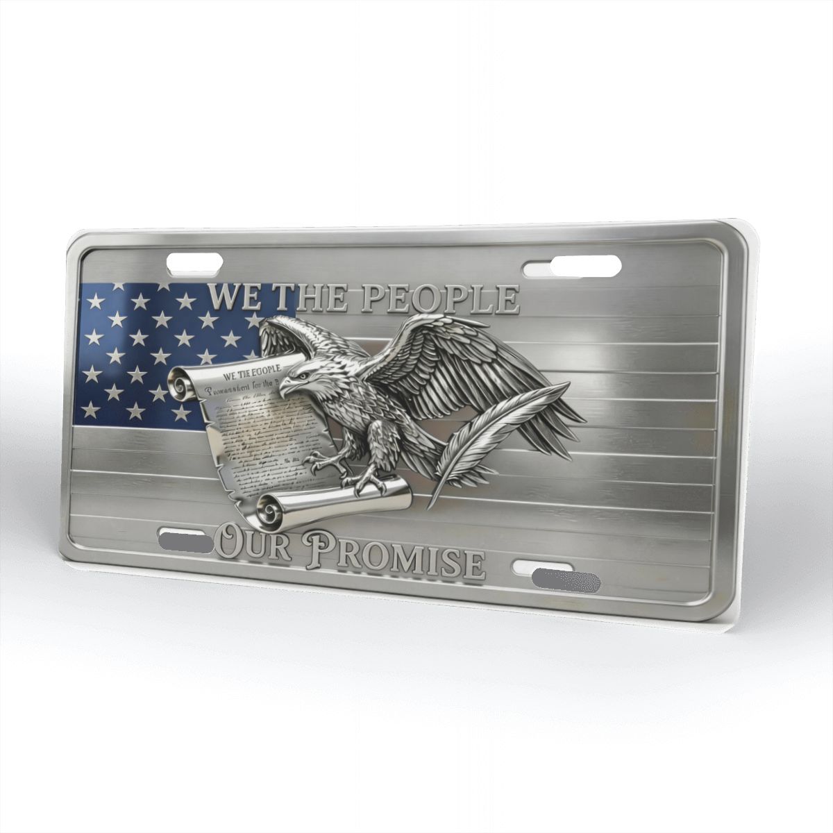 Eagle with American Flag Aluminum License Plate (Made in USA)