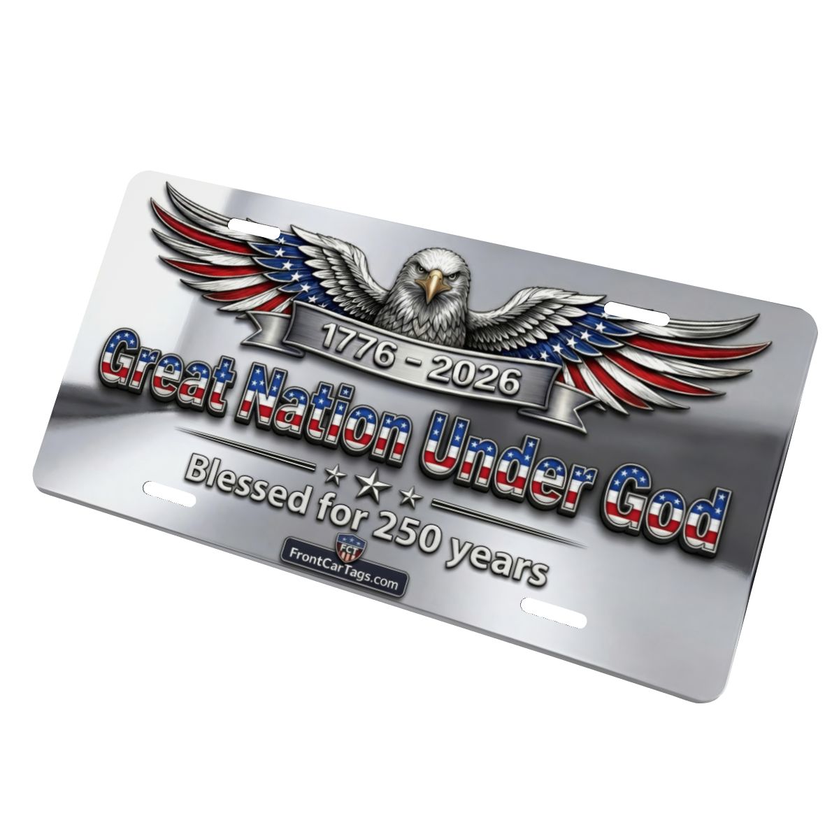 🇺🇸 Great Nation Under God License Plate – 1776–2026 Patriotic Car Tag - Aluminum License Plate (Made in USA)