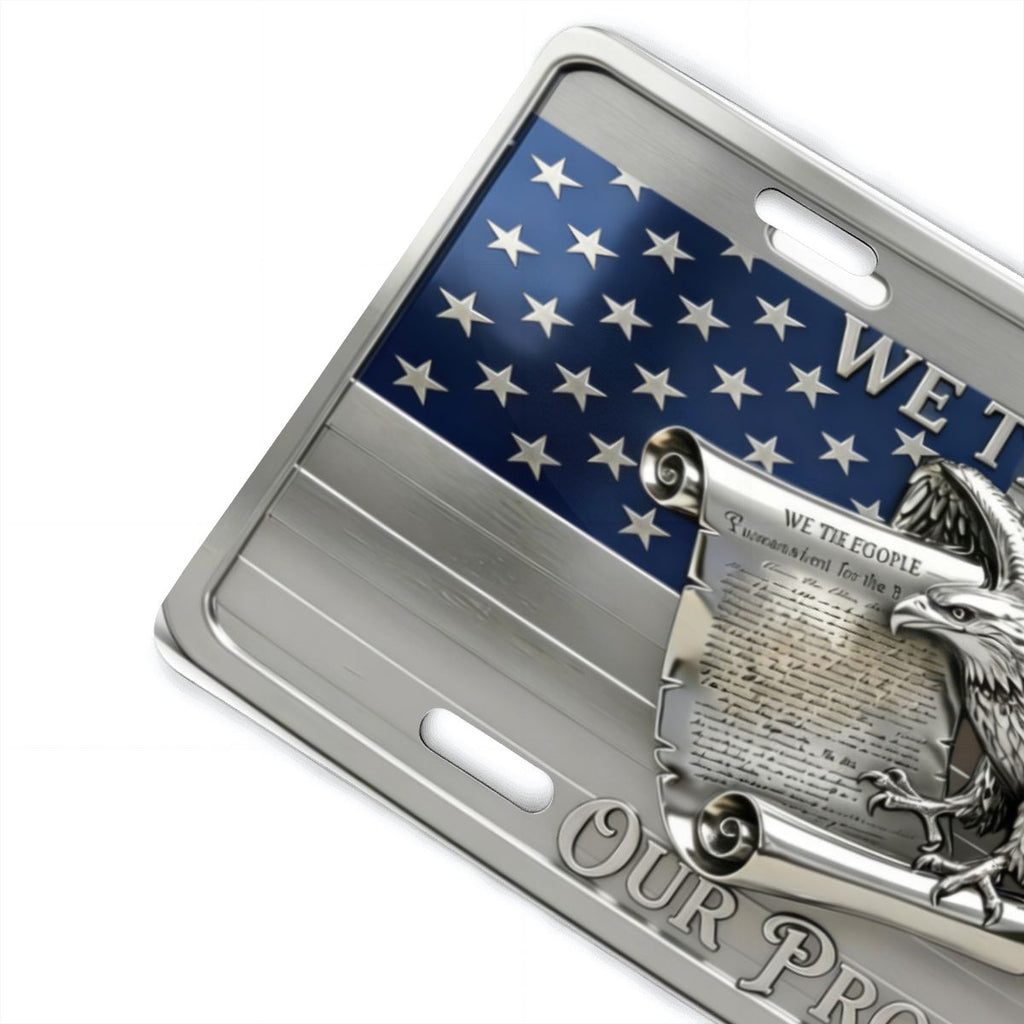 Eagle with American Flag Aluminum License Plate (Made in USA)