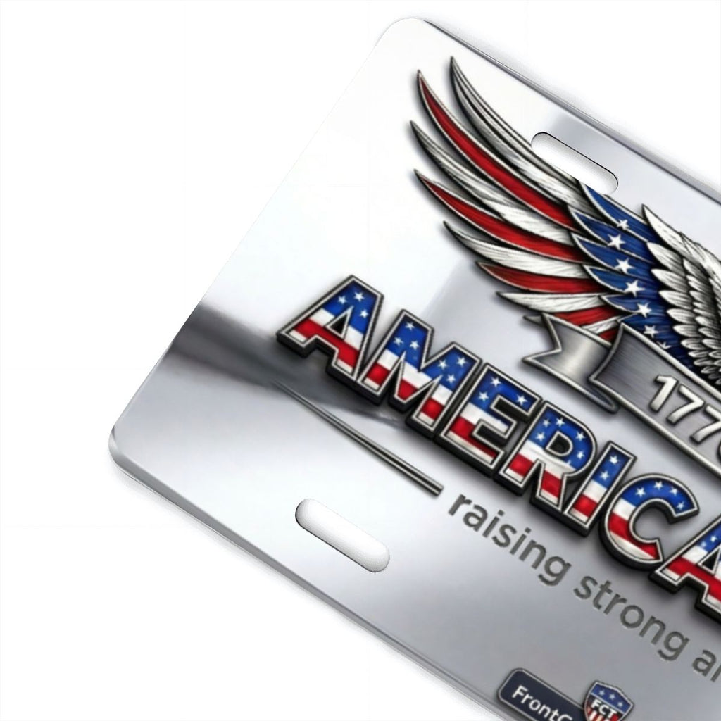 🇺🇸 American Mom License Plate – Raising Strong Americans | 1776–2026 Patriotic Car Tag - Aluminum License Plate (Made in USA)