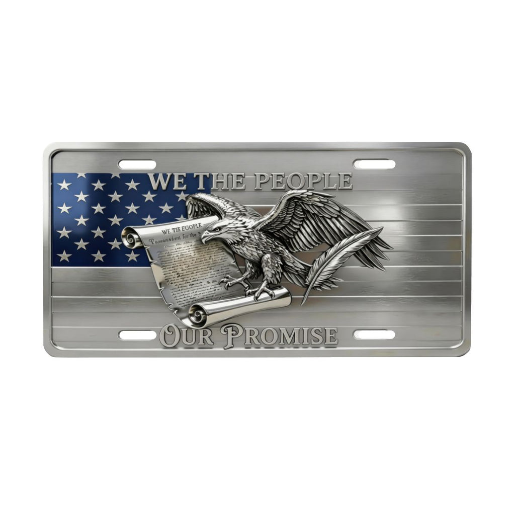Eagle with American Flag Aluminum License Plate (Made in USA)