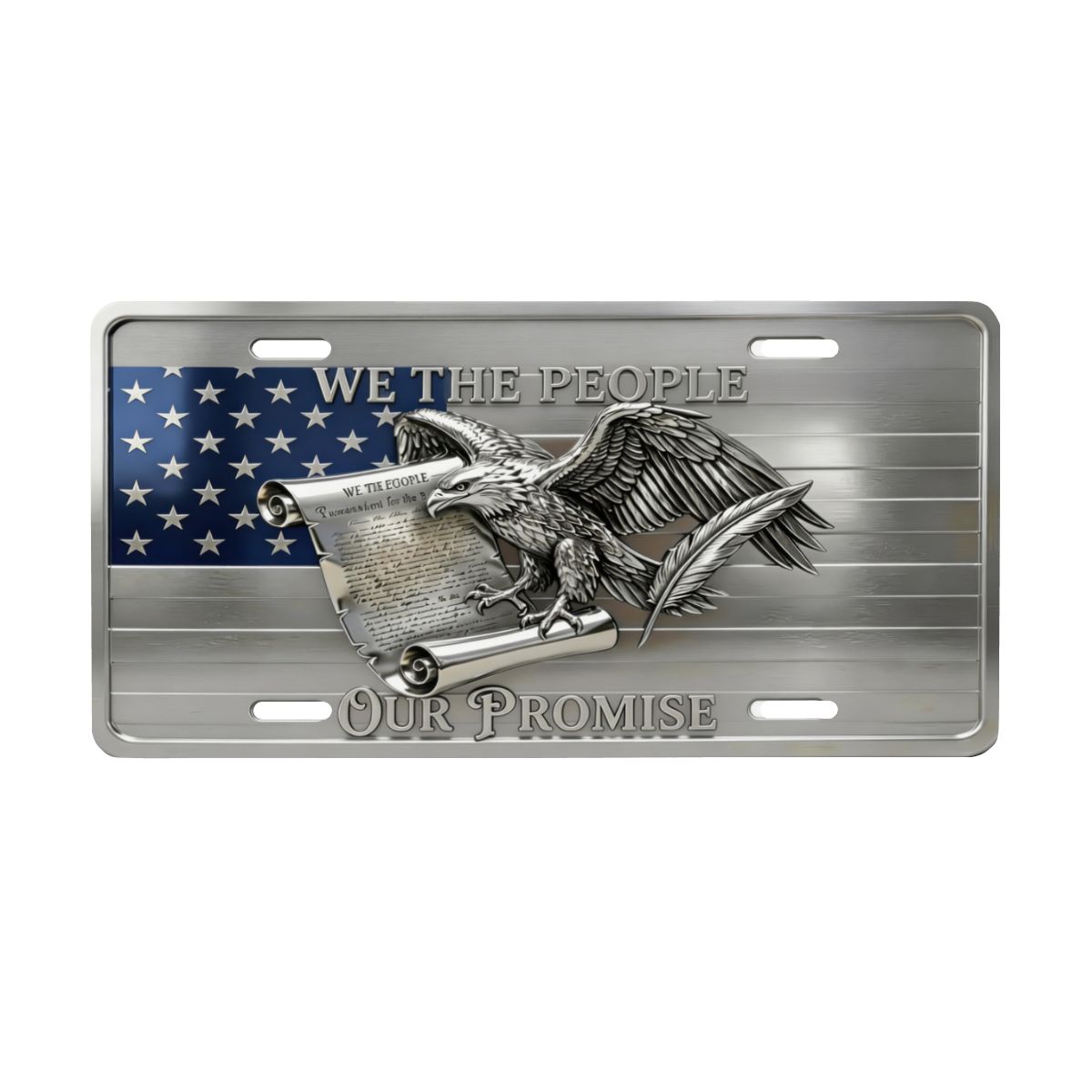Eagle with American Flag Aluminum License Plate (Made in USA)