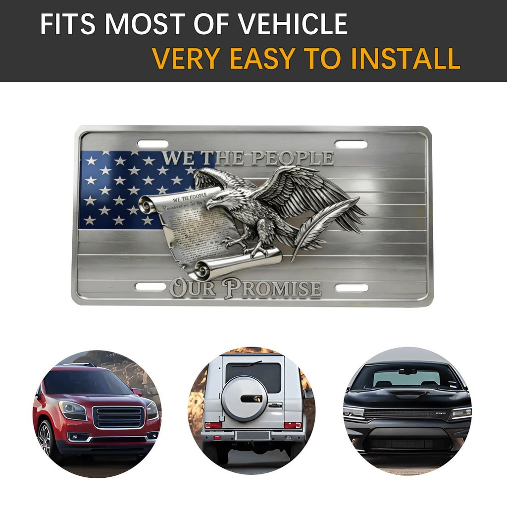 Eagle with American Flag Aluminum License Plate (Made in USA)