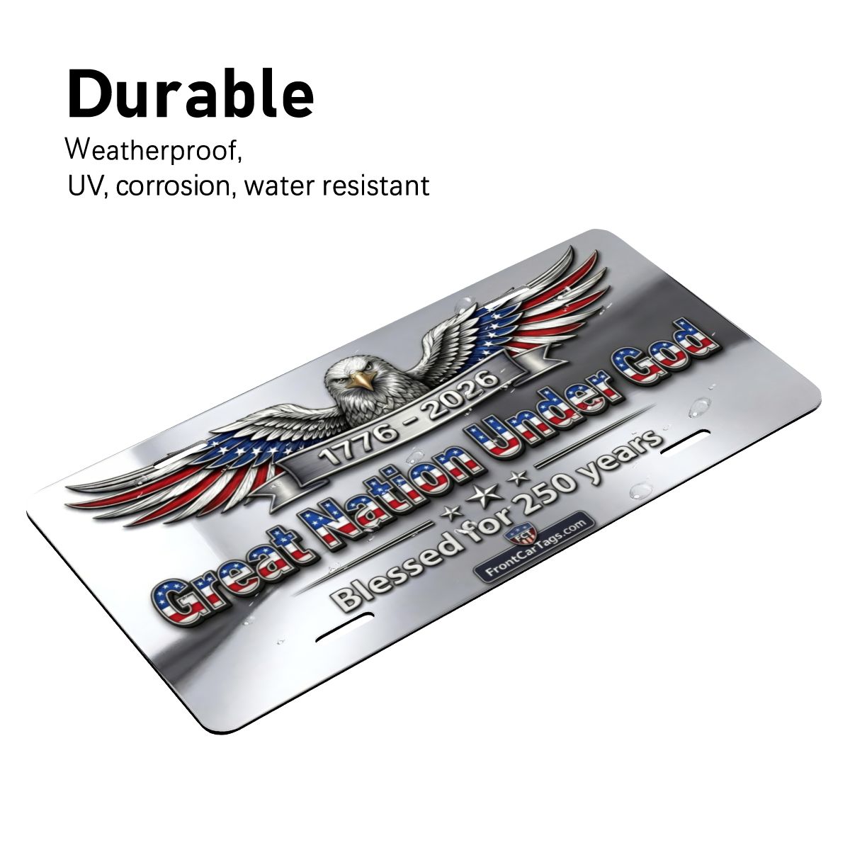 🇺🇸 Great Nation Under God License Plate – 1776–2026 Patriotic Car Tag - Aluminum License Plate (Made in USA)
