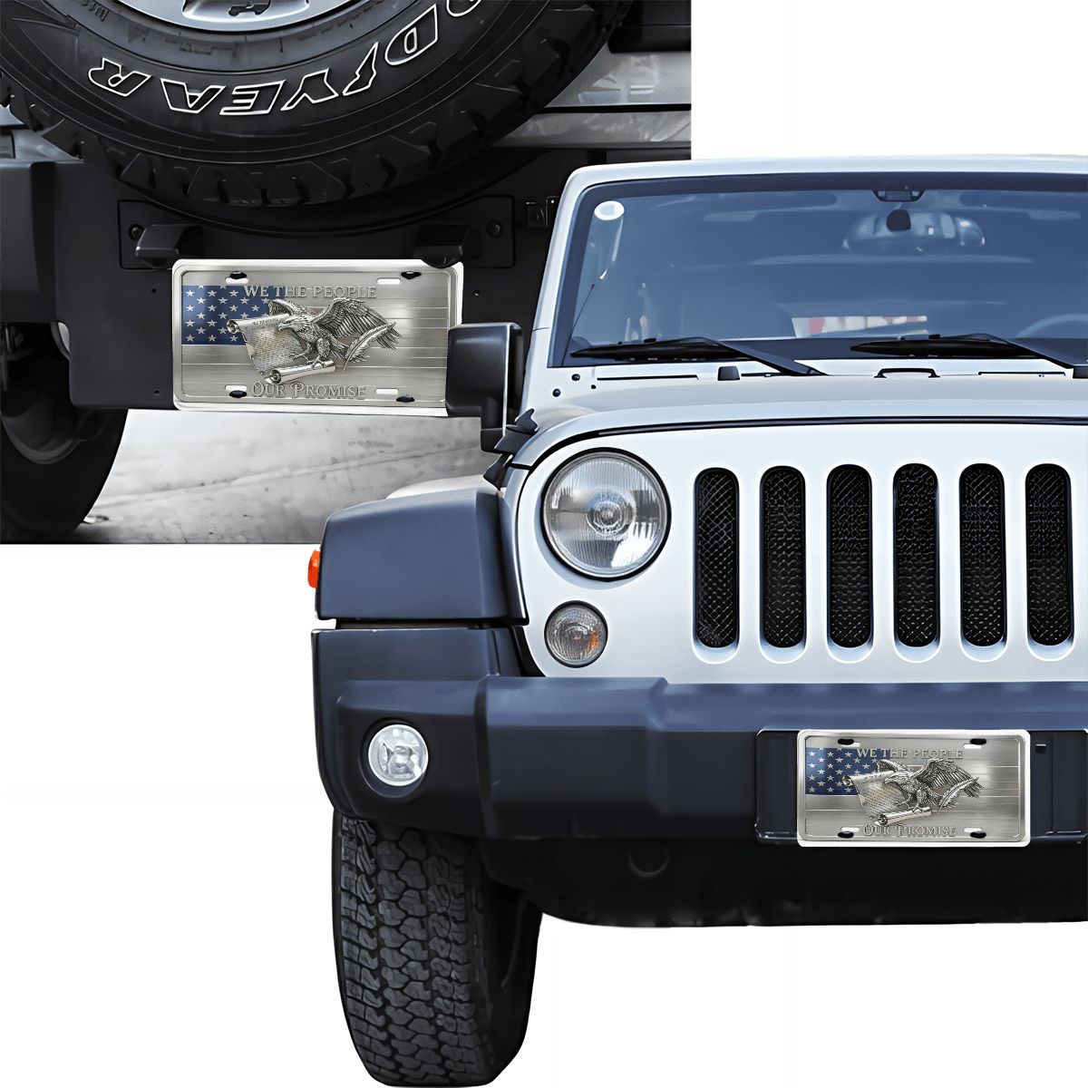 Eagle with American Flag Aluminum License Plate (Made in USA)